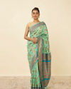 Turquoise Blue Bel Buti Patterned Saree image number 0